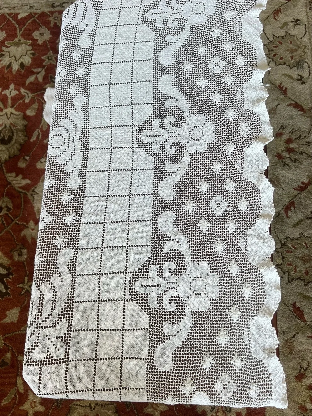 Vintage Nubby Textured White 68” x 48” Tablecloth